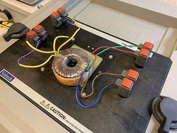 Toroid fitted to Voltech Fixture - detail