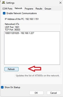 Server NETWORK tab settings